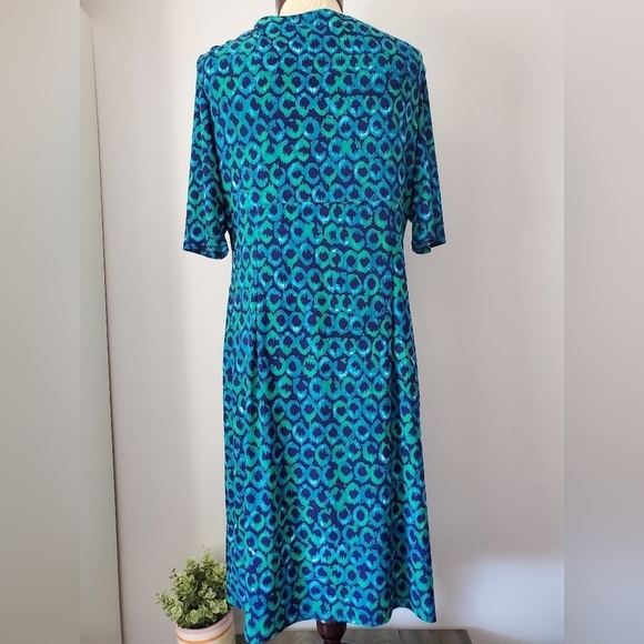Ralph Lauren size 14 blue and green faux wrap dress 👗 - Picture 5 of 10